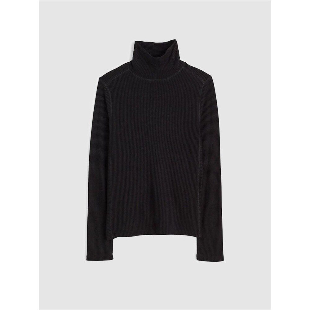 Madewell Ribbed Turtleneck Long-Sleeve Tee Black Career Fall Workwear Layer